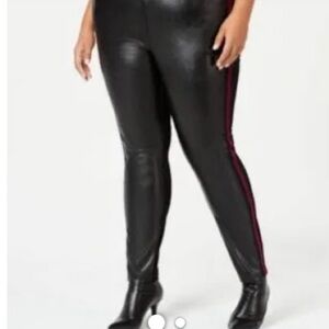 INC Women's Sz 26 Pants Black Leggings Faux-Leather Pull-On